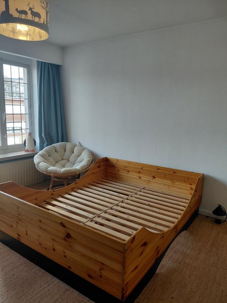 Bed vintage ikea hout 160 x 200 cm, Huis en Inrichting, Ophalen, Gebruikt, Tweepersoons, Retro