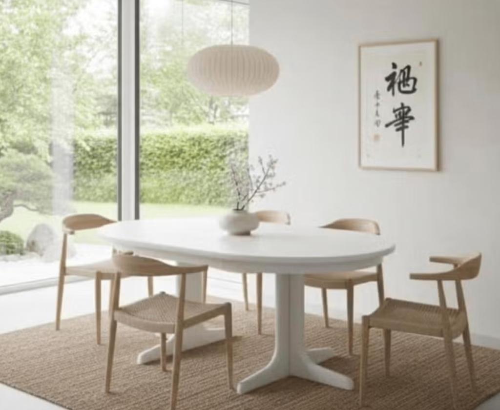 vintage witte deense tafel met 3 verlengstukken, Huis en Inrichting, Ophalen