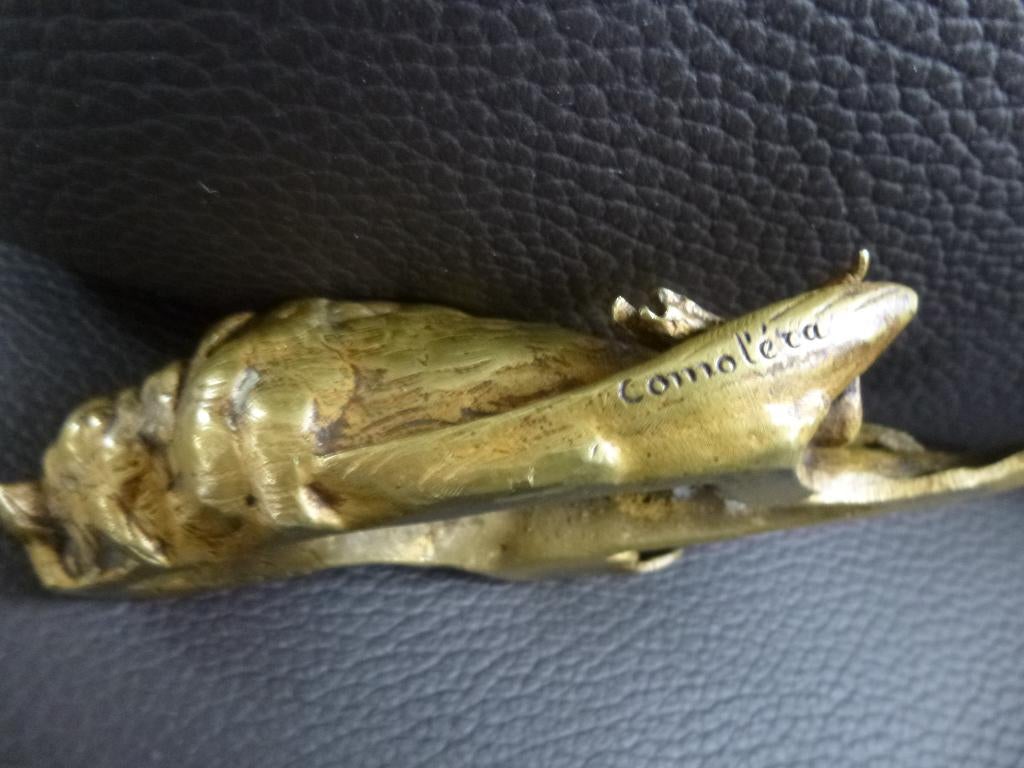 Oiseau mort en bronze signé comol'éra, Enlèvement ou Envoi, Bronze