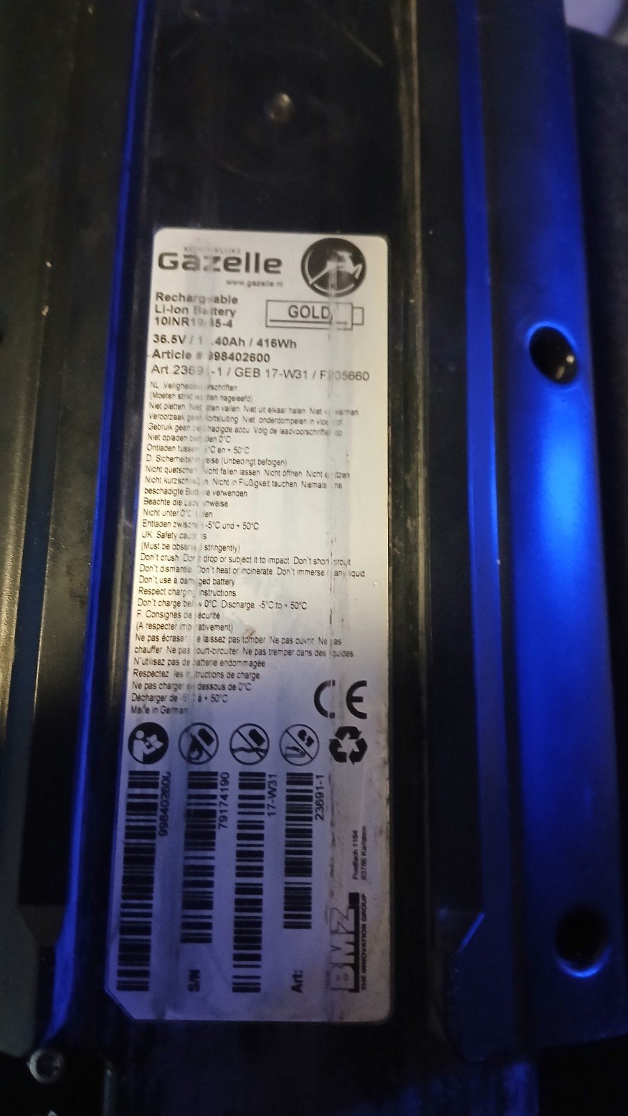batterie Li-ion Gazelle, Enlèvement ou Envoi, Utilisé