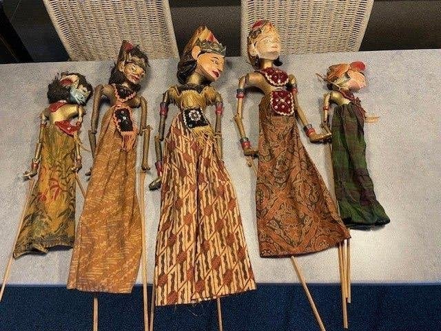 Wajang poppen 5 stuks, Antiek en Kunst, Ophalen, Overige typen