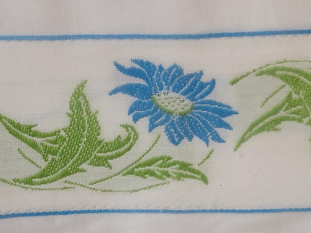 Drap de lit coton percale 2,20x2,75/galon brodé/vintage/neuf, Enlèvement ou Envoi, Neuf, Deux personnes, Drap-housse ou Taie d'oreiller