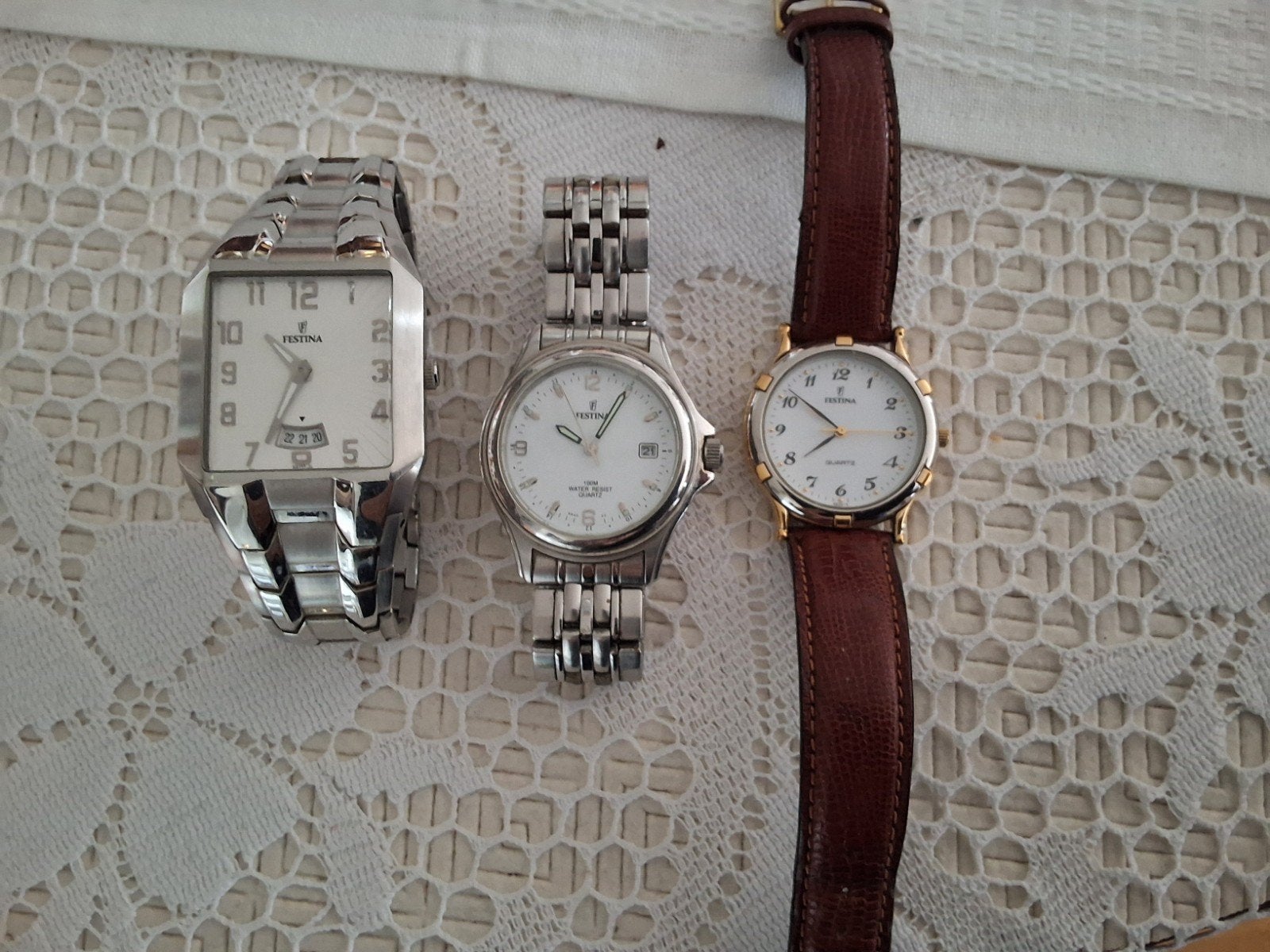 3 heren uurwerken festina, Handtassen en Accessoires, Horloges | Dames, Ophalen, Zo goed als nieuw, Overige merken
