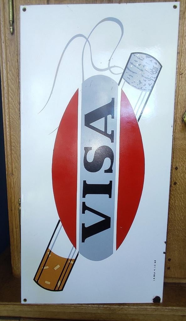 Plaque émaillée tabac visa vintage, Enlèvement ou Envoi
