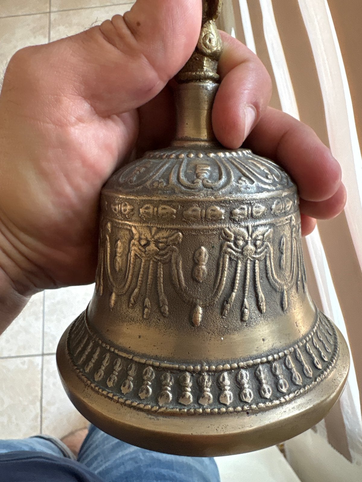 Ensemble rituel Tibétain  : Cloche (Ghanta) et Dorje (Vajra), Enlèvement ou Envoi, Bronze