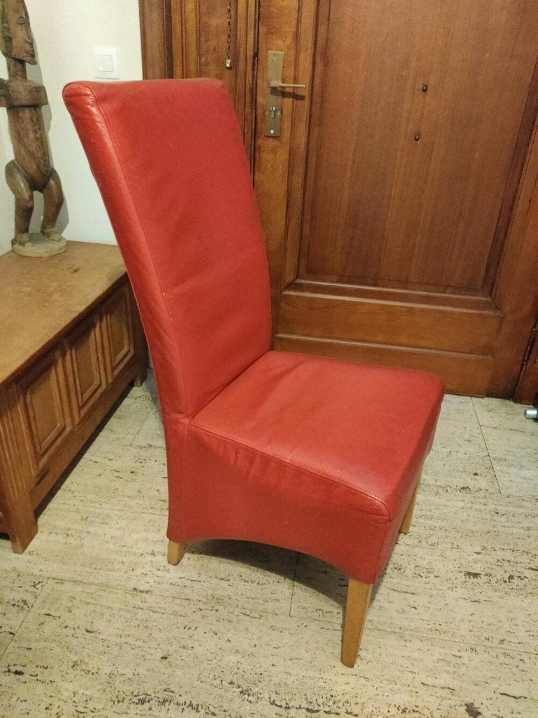 6 rode eetkamer stoelen, Ophalen, Modern, strak, eigentijds, Gebruikt, Hout