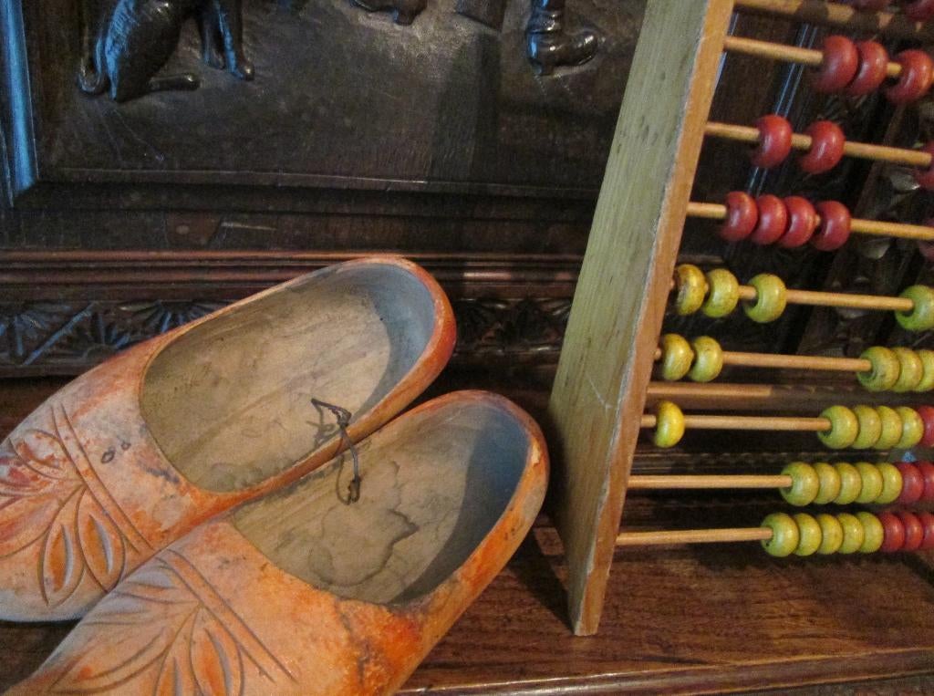 Brocante telraam en handgemaakte klompjes, Ophalen of Verzenden