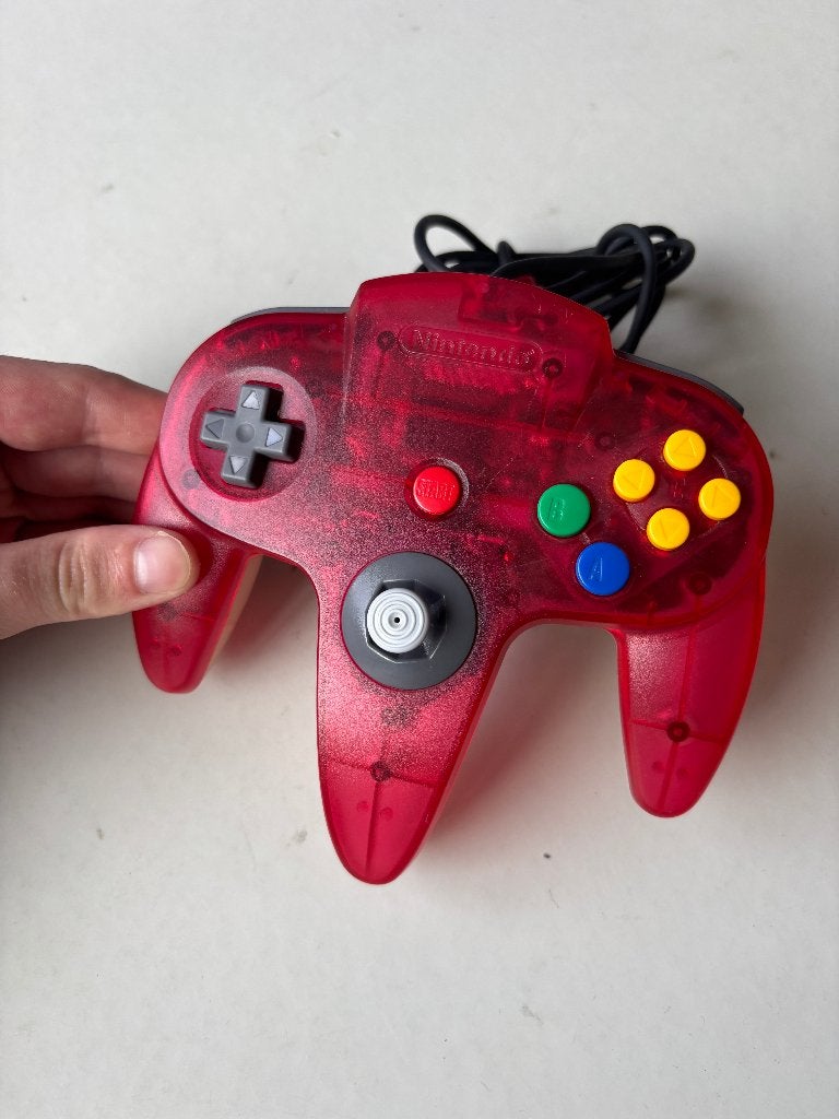 Manette Nintendo 64 rouge pastèque/rouge transparent, Enlèvement ou Envoi, Utilisé, Nintendo 64, Autres manettes