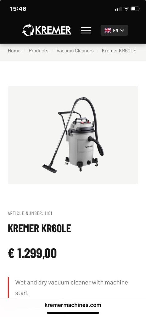Aspirateur industriel Kremer, Enlèvement, Neuf