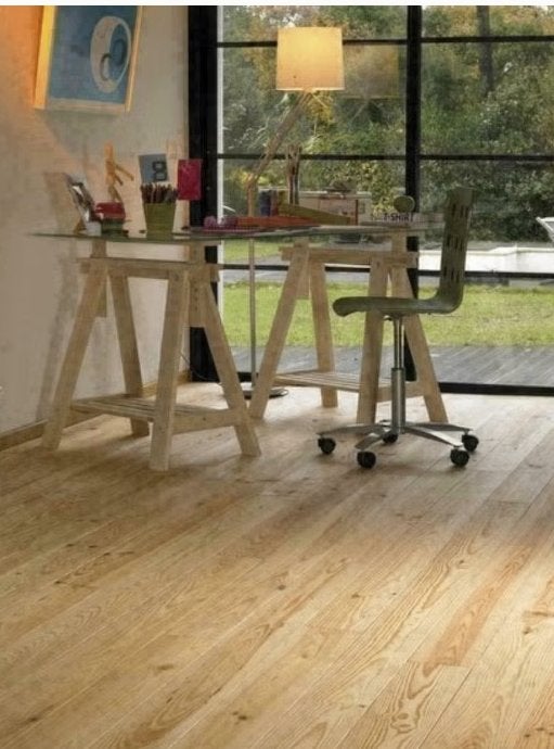 PARQUET EN PIN, 120 MM DE LARGE AUTOUR DU LAITON ET RAINURE, Enlèvement