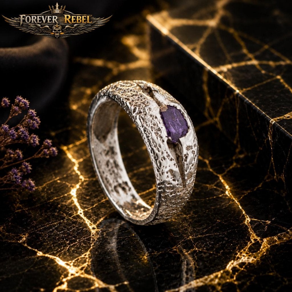 Violet Relic - 925 Zilver - Alle maten - of als trouw ring, Bijoux, Sacs & Beauté, Neuf, Femme ou Homme, Avec cristal, Argent