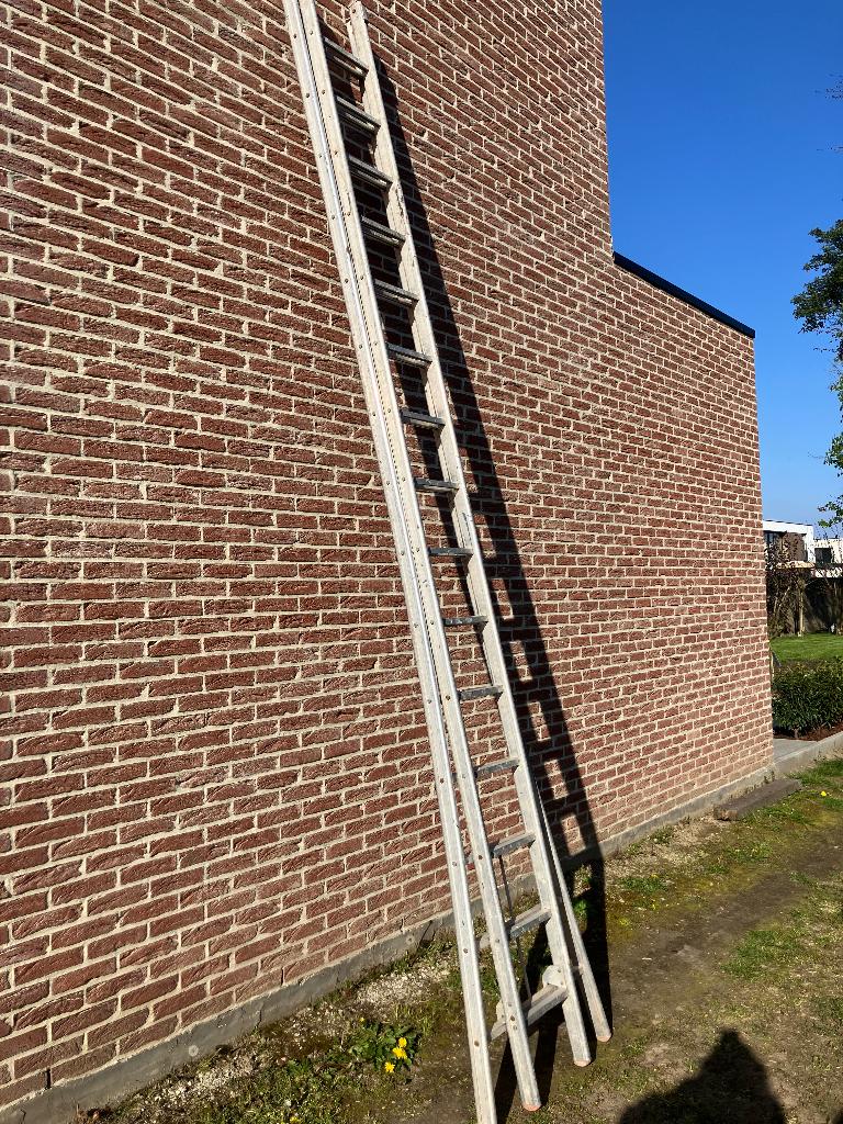 Schuifladder (2 x 4 m), Doe-het-zelf en Bouw, Ladders en Trappen, Ophalen, Gebruikt, Ladder, Opvouwbaar of Inschuifbaar