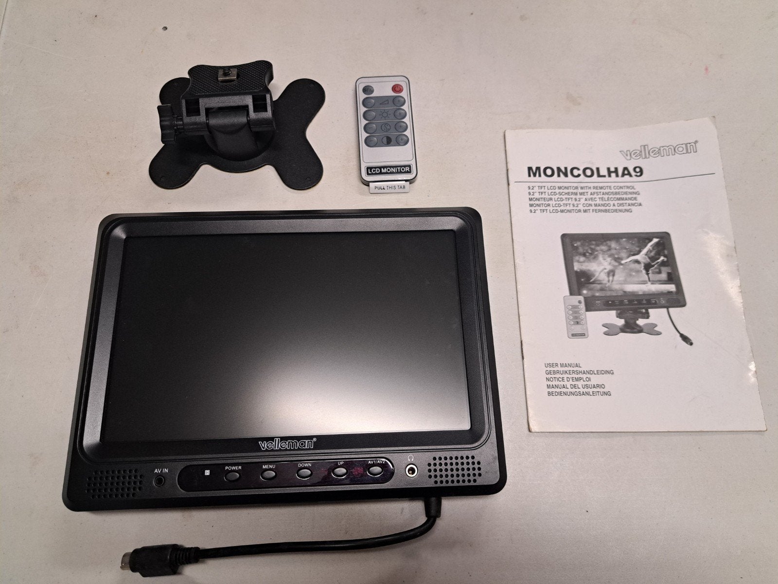 Velleman MONCOLHA9 9,2" TFT LCD-monitor, nieuwstaat, complee, TV, Hi-fi & Vidéo, Enlèvement