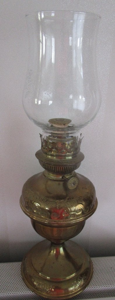 koperen petroleumlamp, Antiek en Kunst, Ophalen, Koper