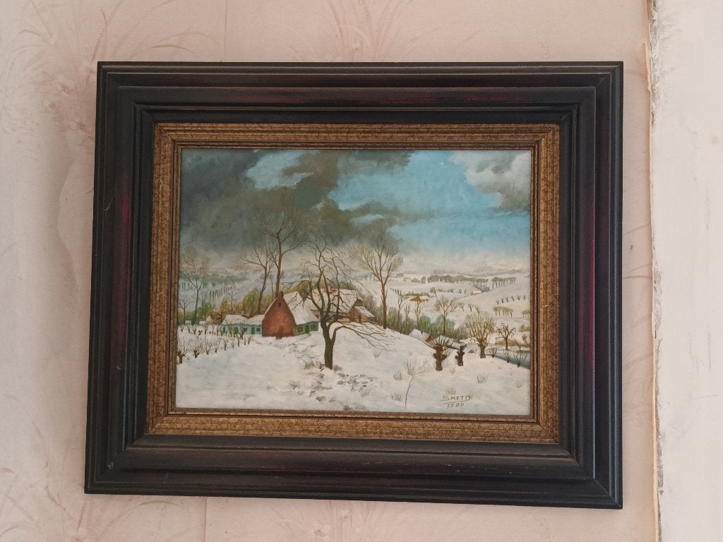 Schilderij - winterlandschap, Antiek en Kunst, Kunst | Schilderijen | Klassiek, Ophalen, Doek, Olieverf, Klassiek