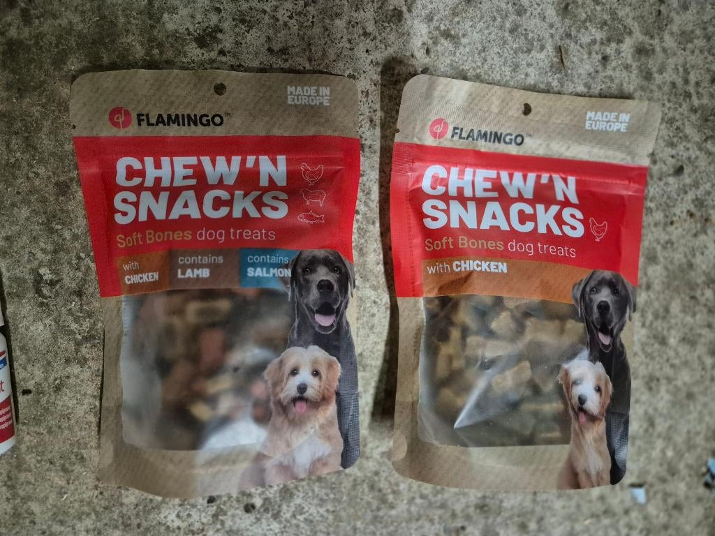 Flamingo chew'n snacks hond 2x 150gr Brussel Geel Putte, Dieren en Toebehoren, Ophalen of Verzenden, Hond