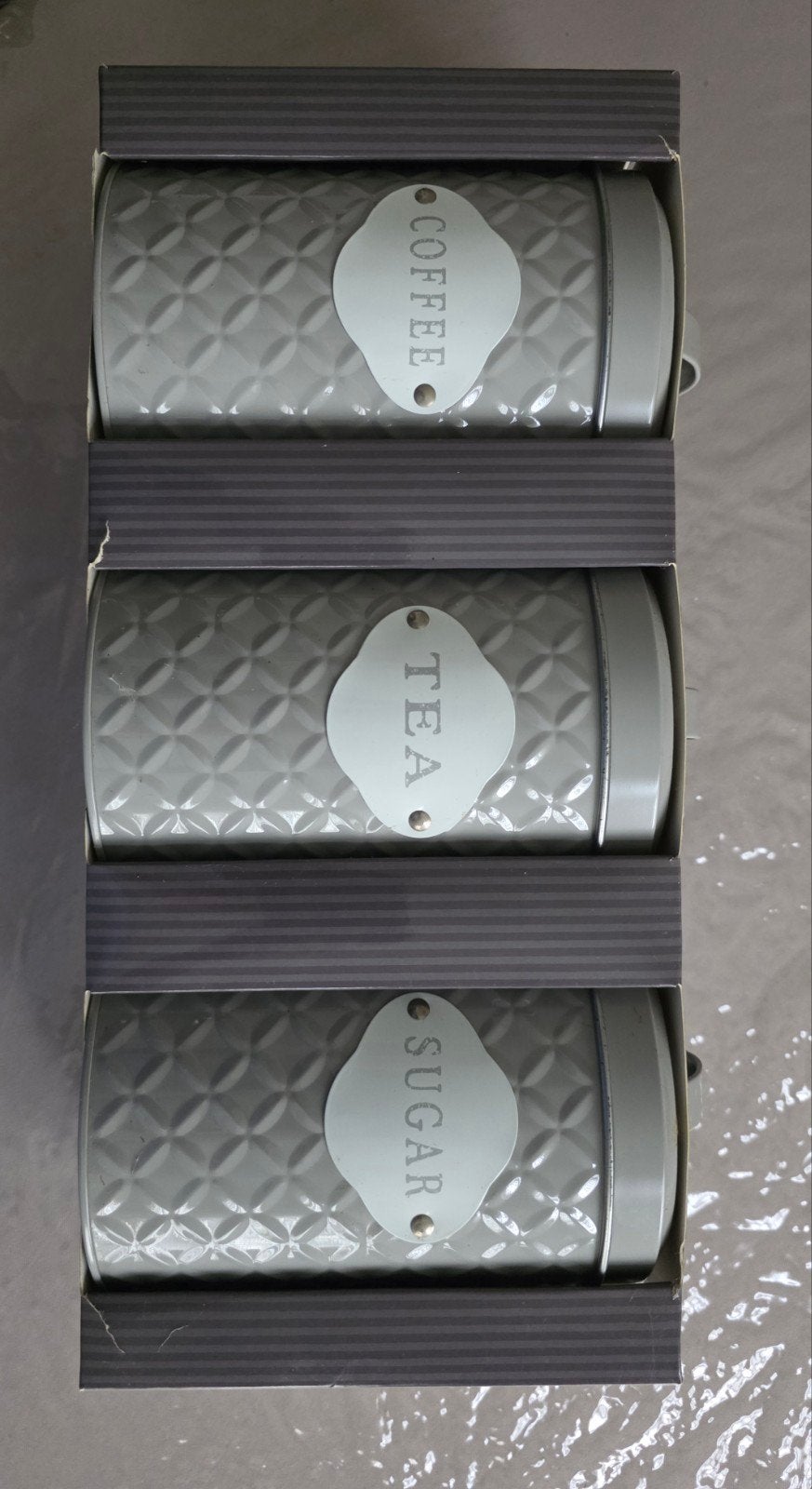 bocaux métallique gris lot de 3 pièces, Maison & Meubles, Neuf, Service complet, Enlèvement, Métal
