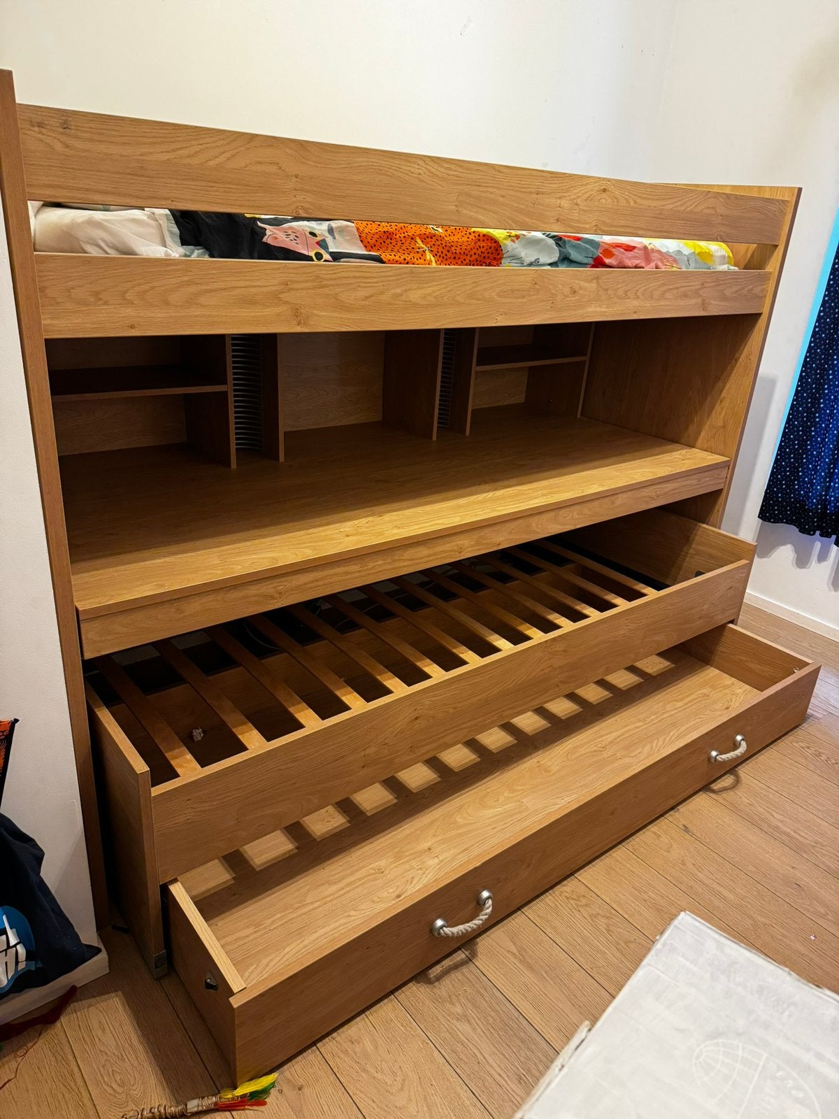 Stapelbed / lit superposé + bureau, Ophalen, 85 tot 100 cm, Zo goed als nieuw, Hoogslaper of Stapelbed