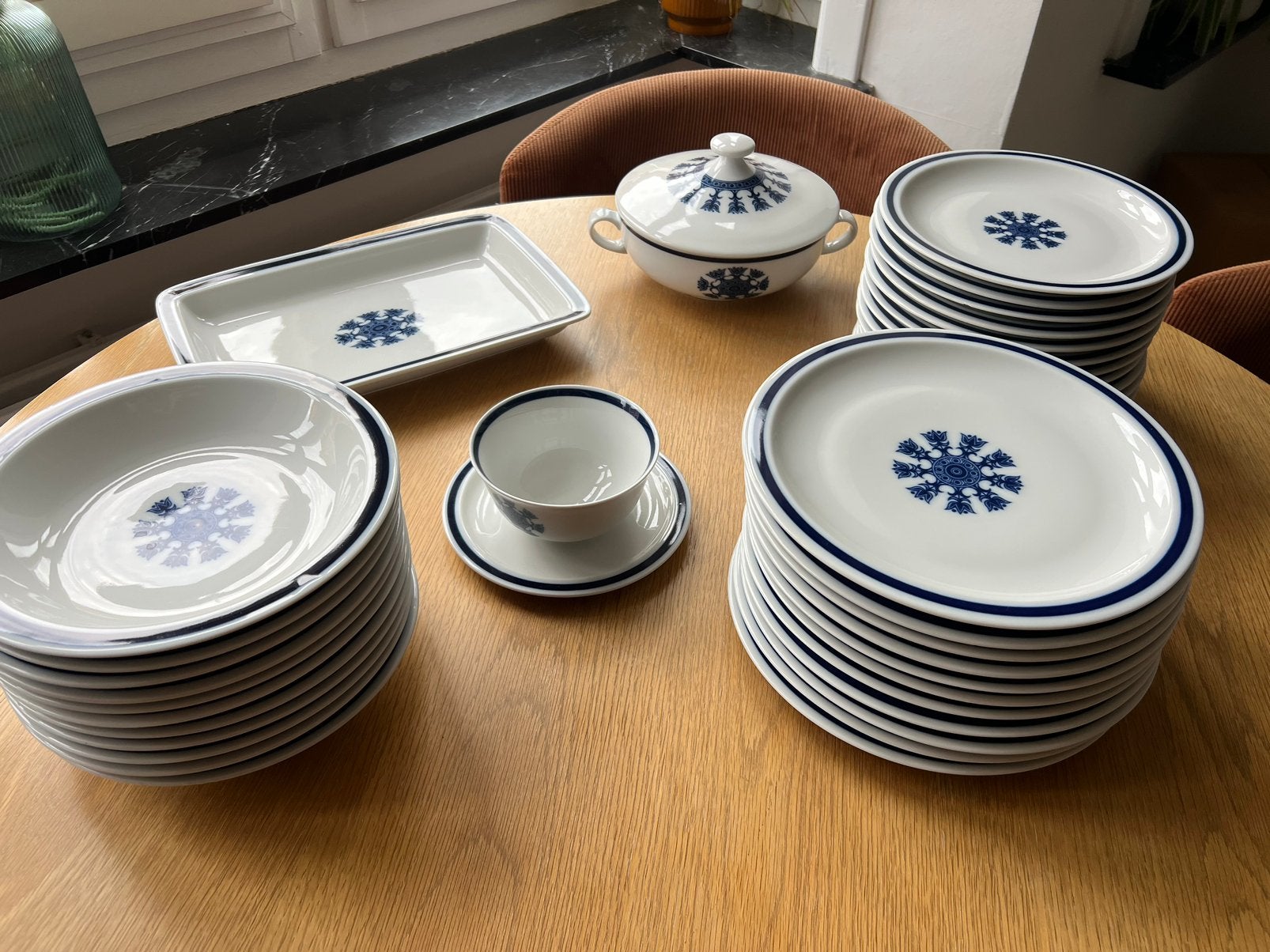 Wit Blauw Mosa Maastricht Holland set, Antiek en Kunst, Ophalen