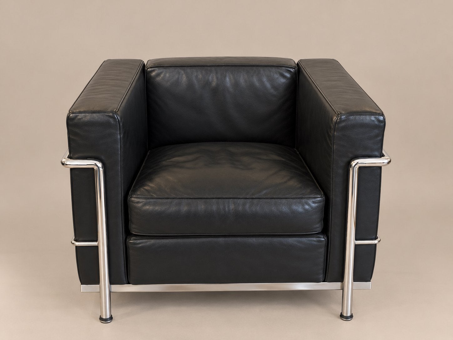 Deux fauteuils Le Corbusier LC1 en cuir noir, Huis en Inrichting, Ophalen, Gebruikt