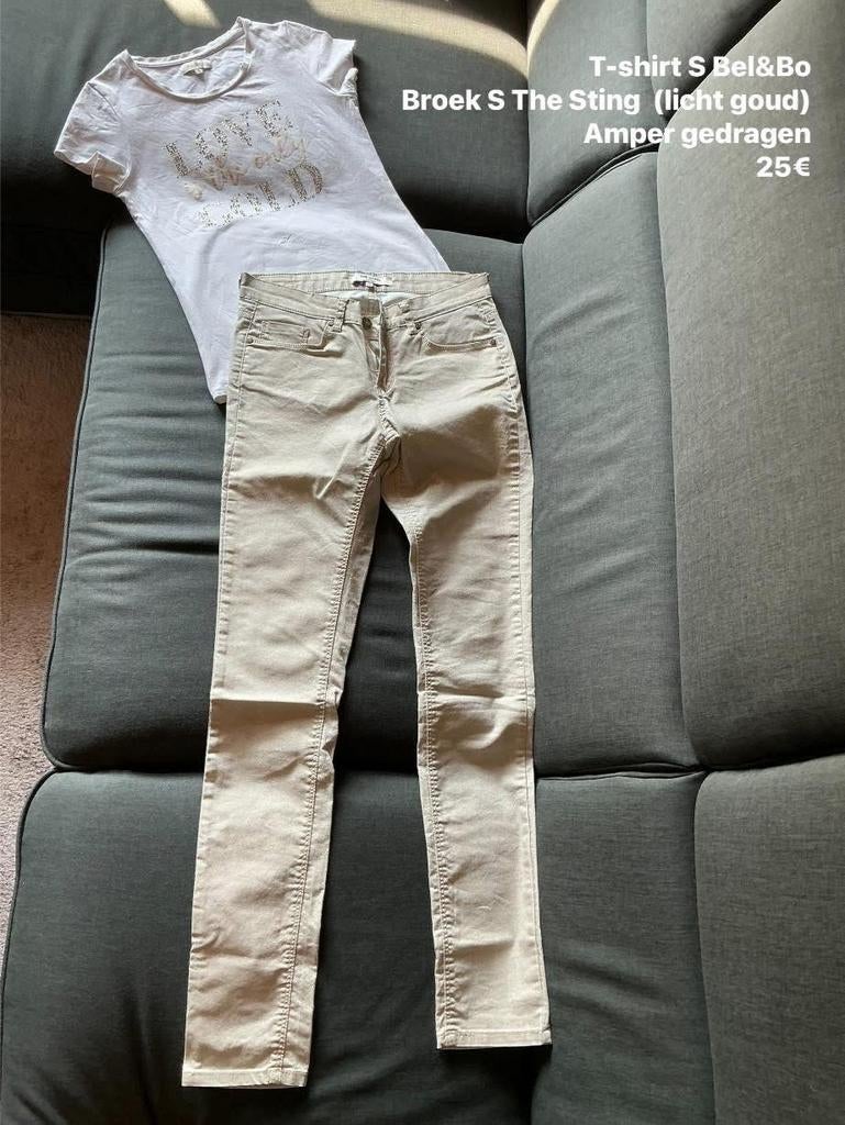 Leuke set broek met t-shirt wit met goud, Kleding | Dames, Wit, Bel & Bo, Ophalen of Verzenden, Zo goed als nieuw