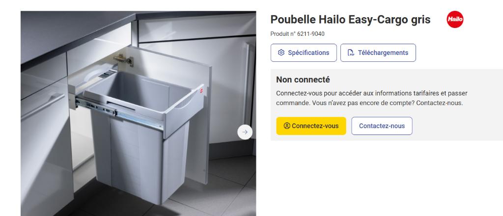 Poubelle Hailo easy Cargo, Neuf, 25 à 50 cm, Gris, Moins de 100 cm