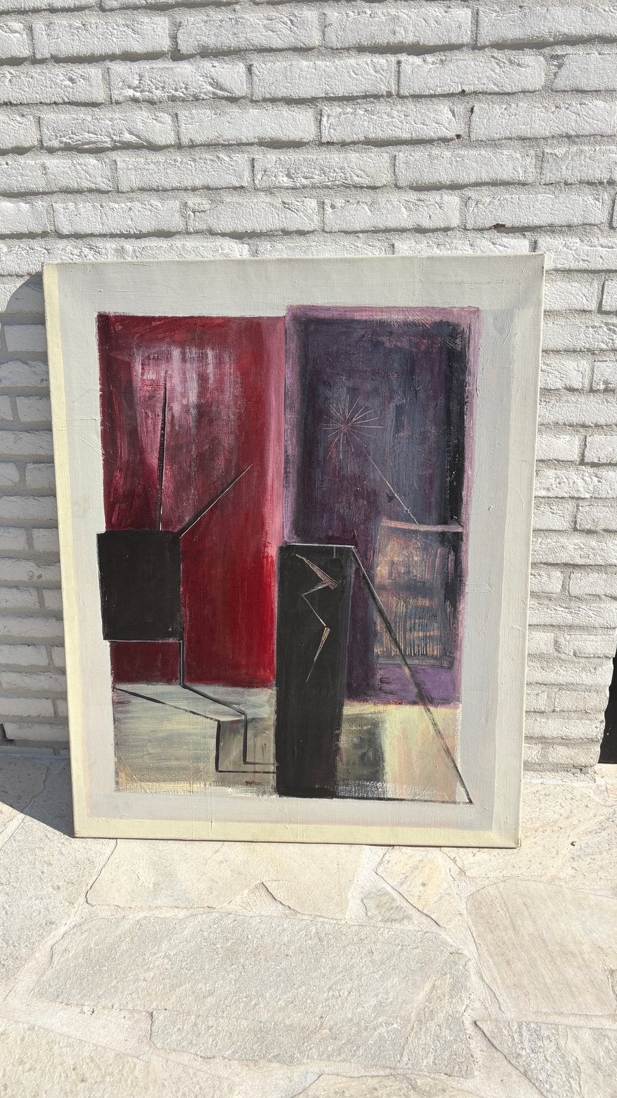 Schilderij - 100 x 80 cm - abstract - hufkens, Antiek en Kunst, Ophalen