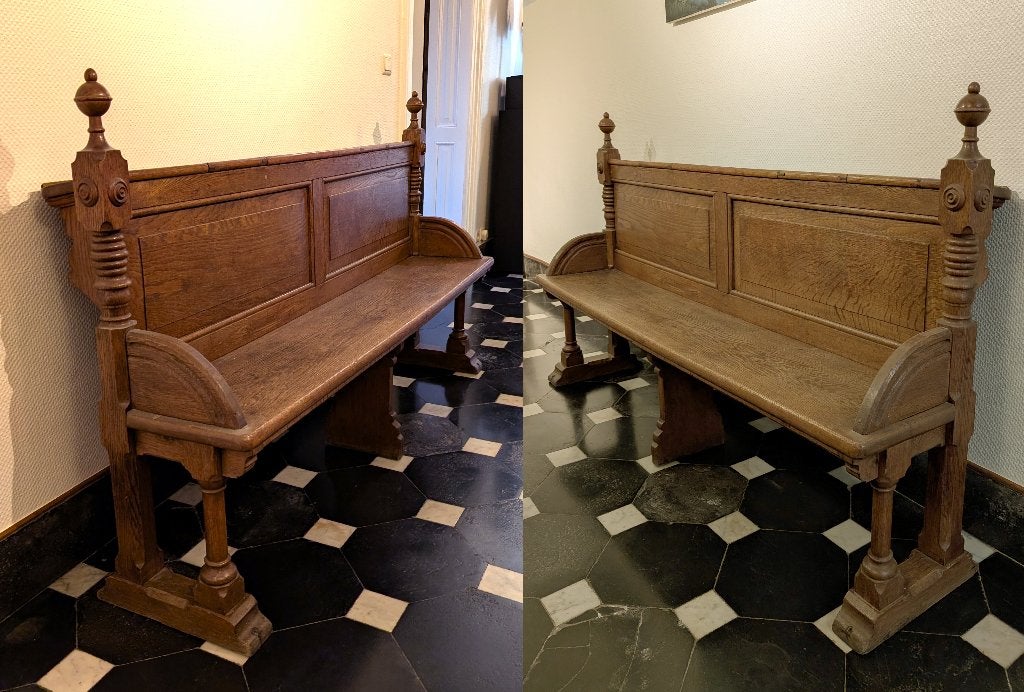 Eikenhouten kapelbank, eind 19e eeuw, Antiek en Kunst, Ophalen