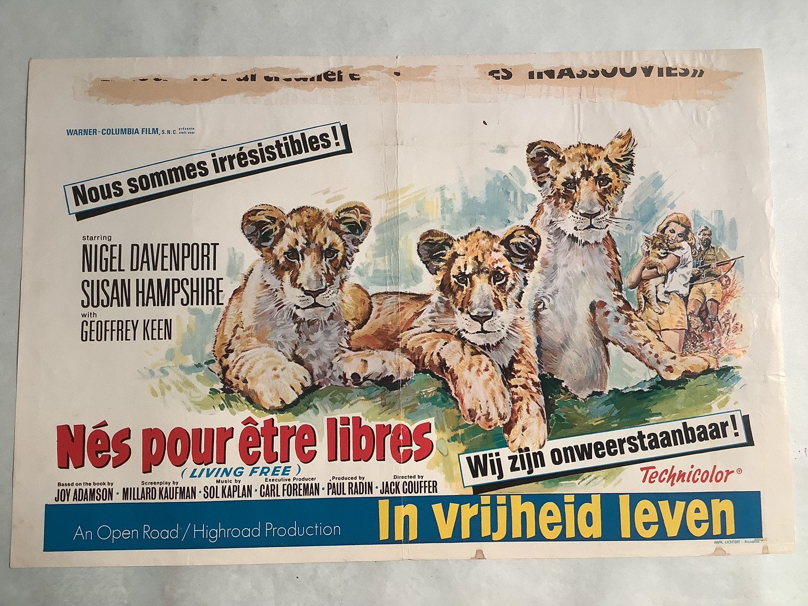 LIVING FREE   Filmpostr  36-54 cm   Used, Verzamelen, Posters, Ophalen, Zo goed als nieuw