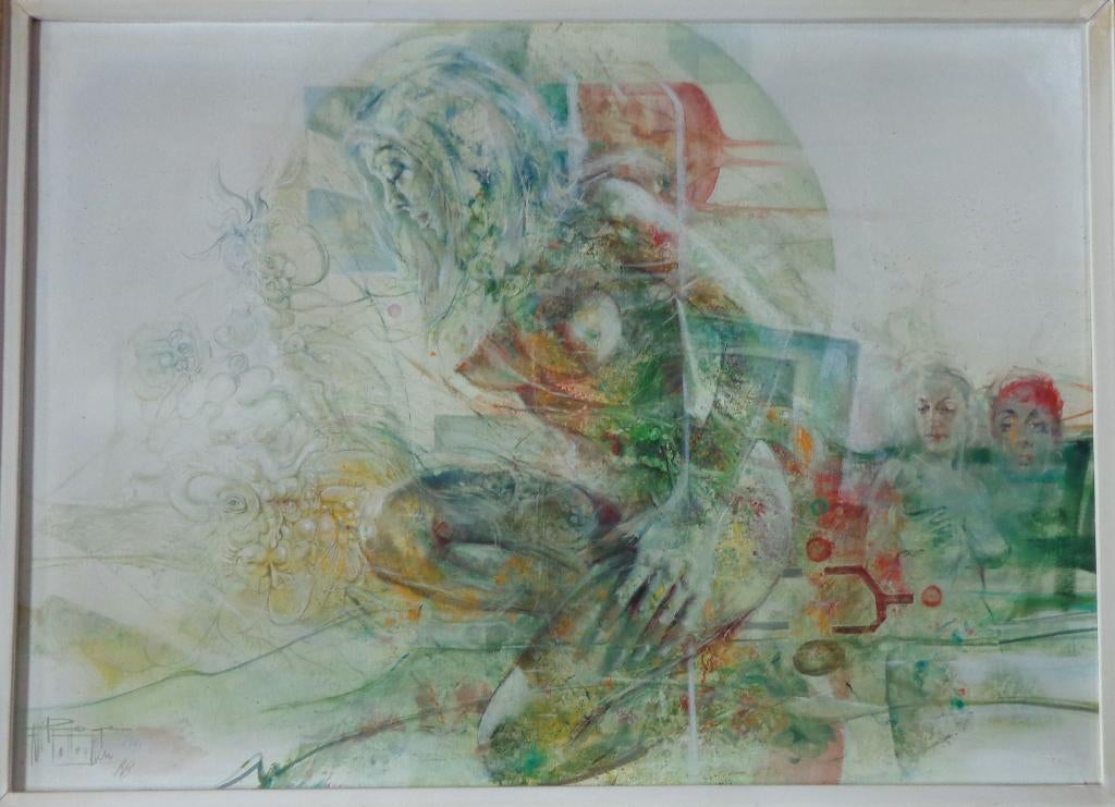 ROGER VAN BELLEGHEM / NAAKTE VROUW OLIEVERF 114x148cm KADER, Enlèvement