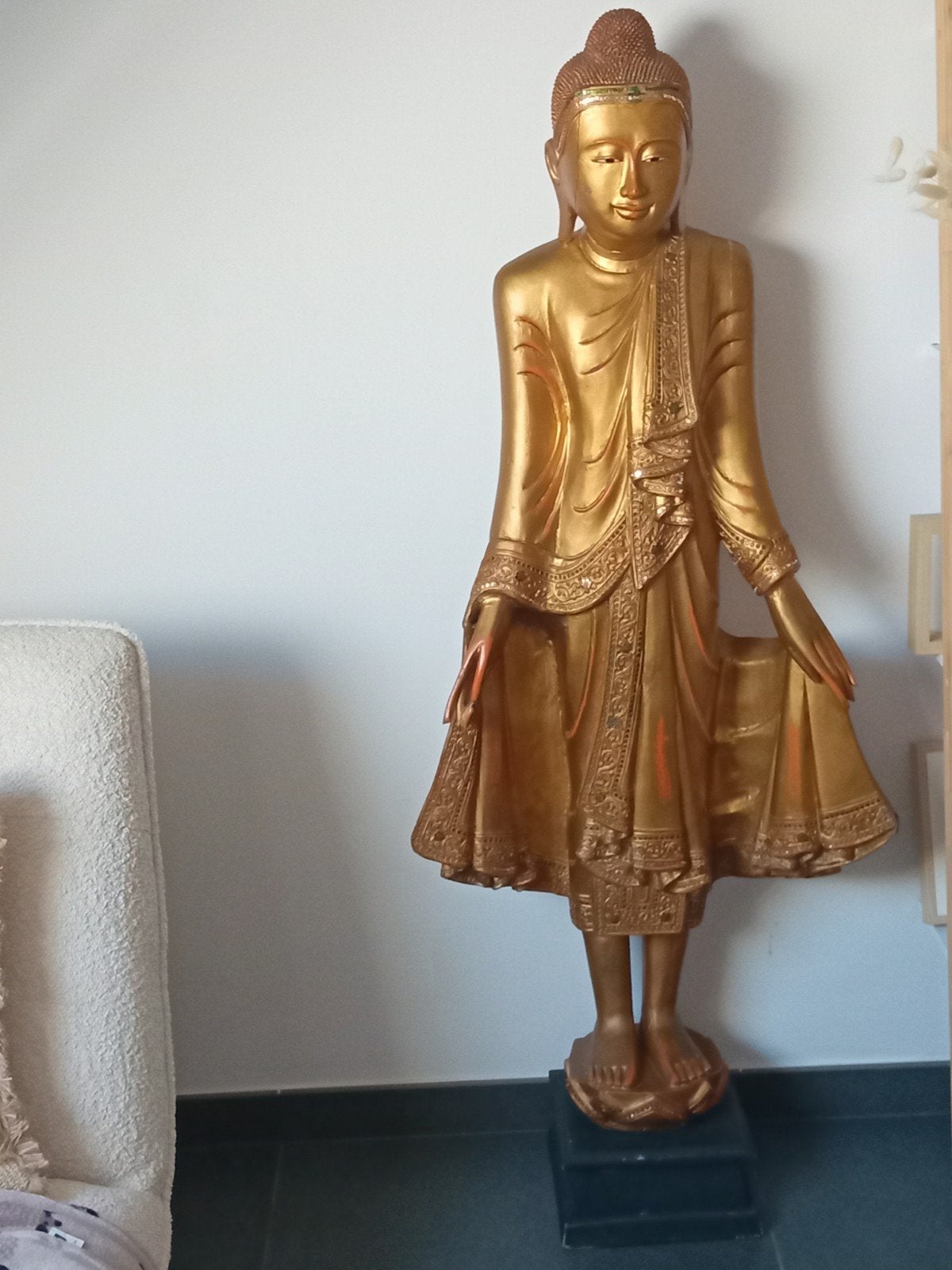 Boeddha, Huis en Inrichting, Woonaccessoires | Boeddhabeelden, Ophalen, Gebruikt, Goud, Hout