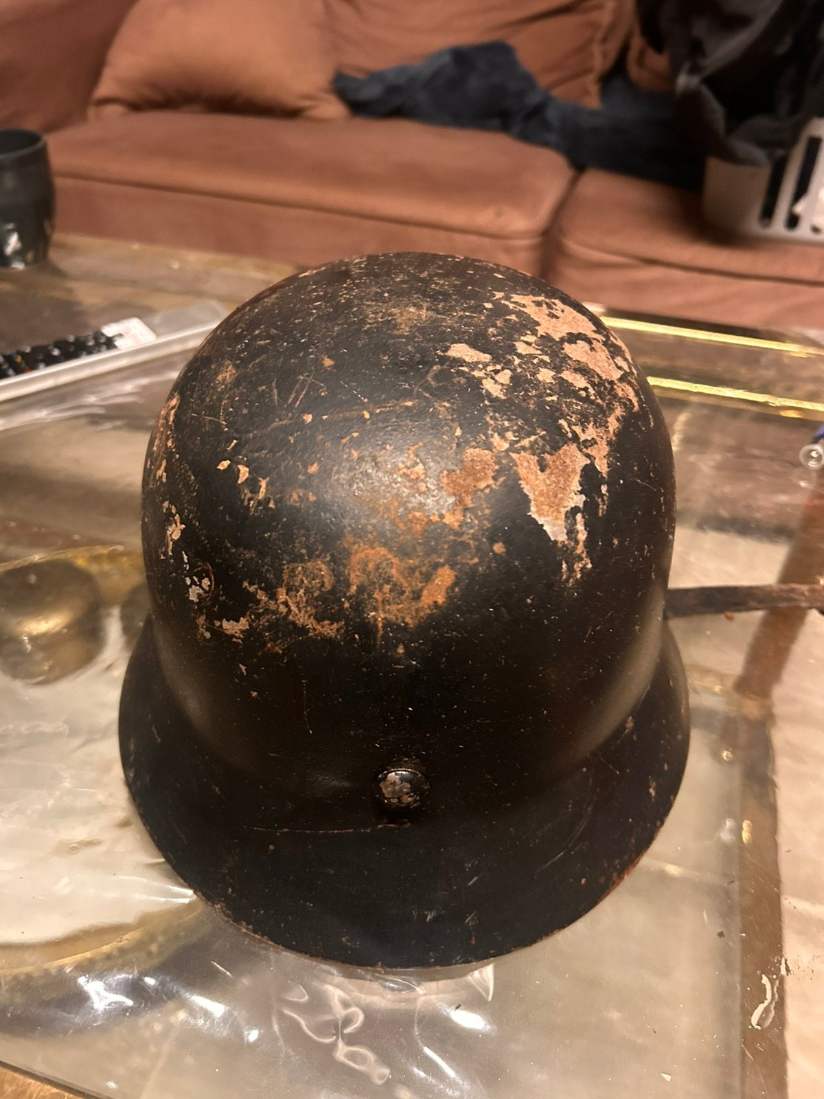 Duitse Stahlhelm SE64 / 8823 – oude militaire helm–militaria, Ophalen of Verzenden, Marine, Helm of Baret
