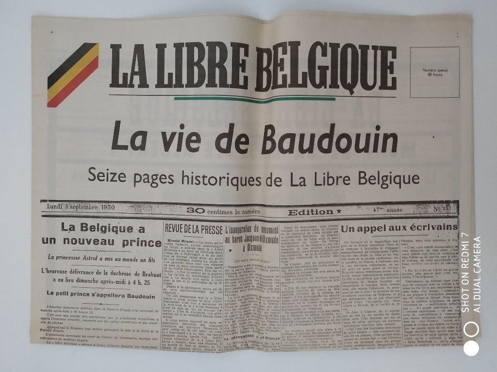 Roi BAUDOUIN mort - La Libre Belgique fac-similé 1930, Collections, Enlèvement ou Envoi, 1980 à nos jours, Journal