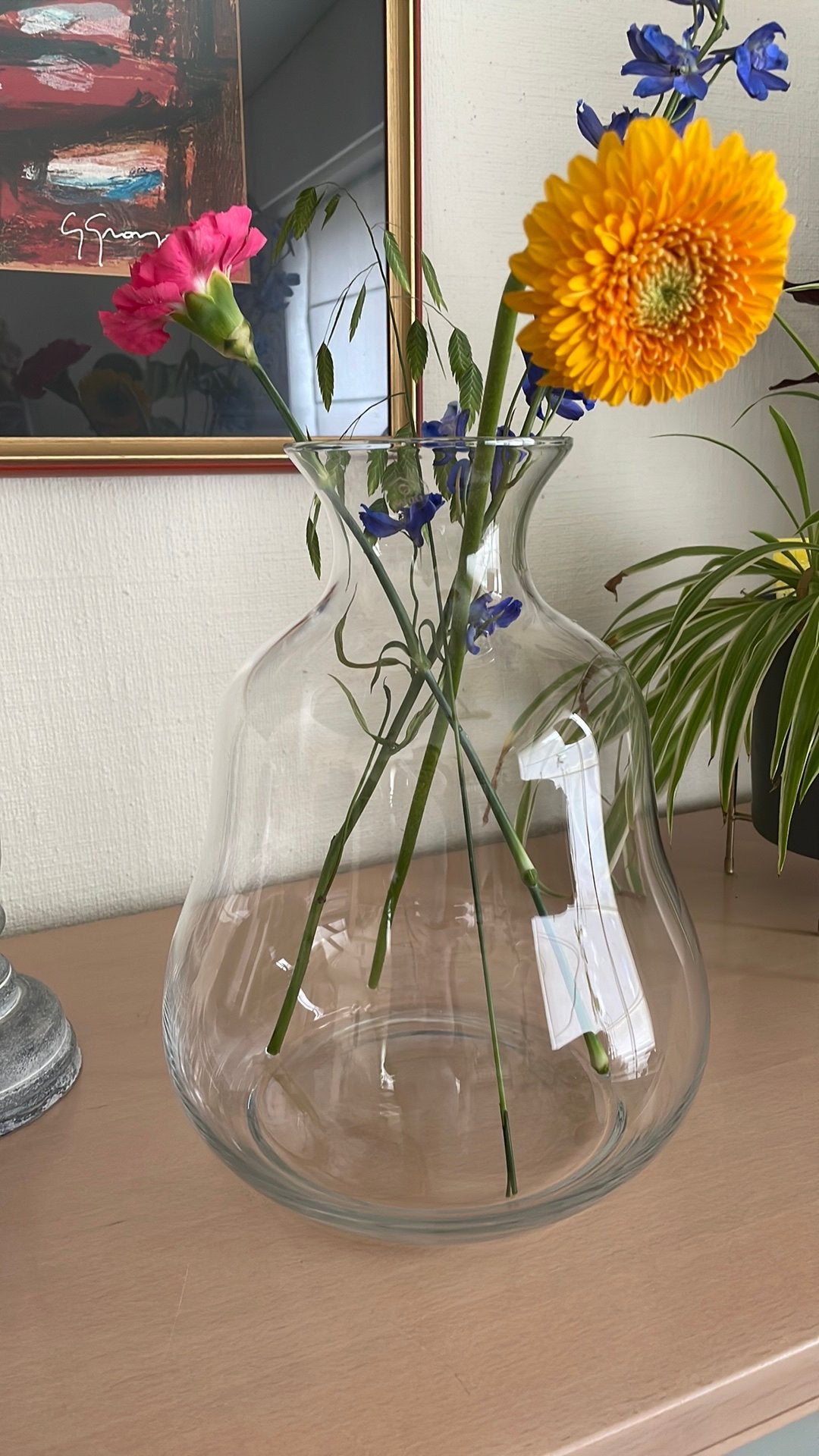 Mooie grote Vaas rasteli transparant, Ophalen, Overige kleuren, Minder dan 50 cm, Glas