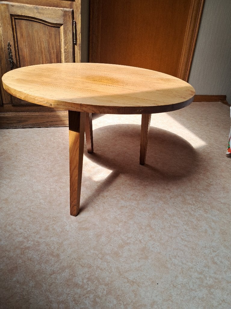table ronde basse en chêne clair massif, Enlèvement, Chêne