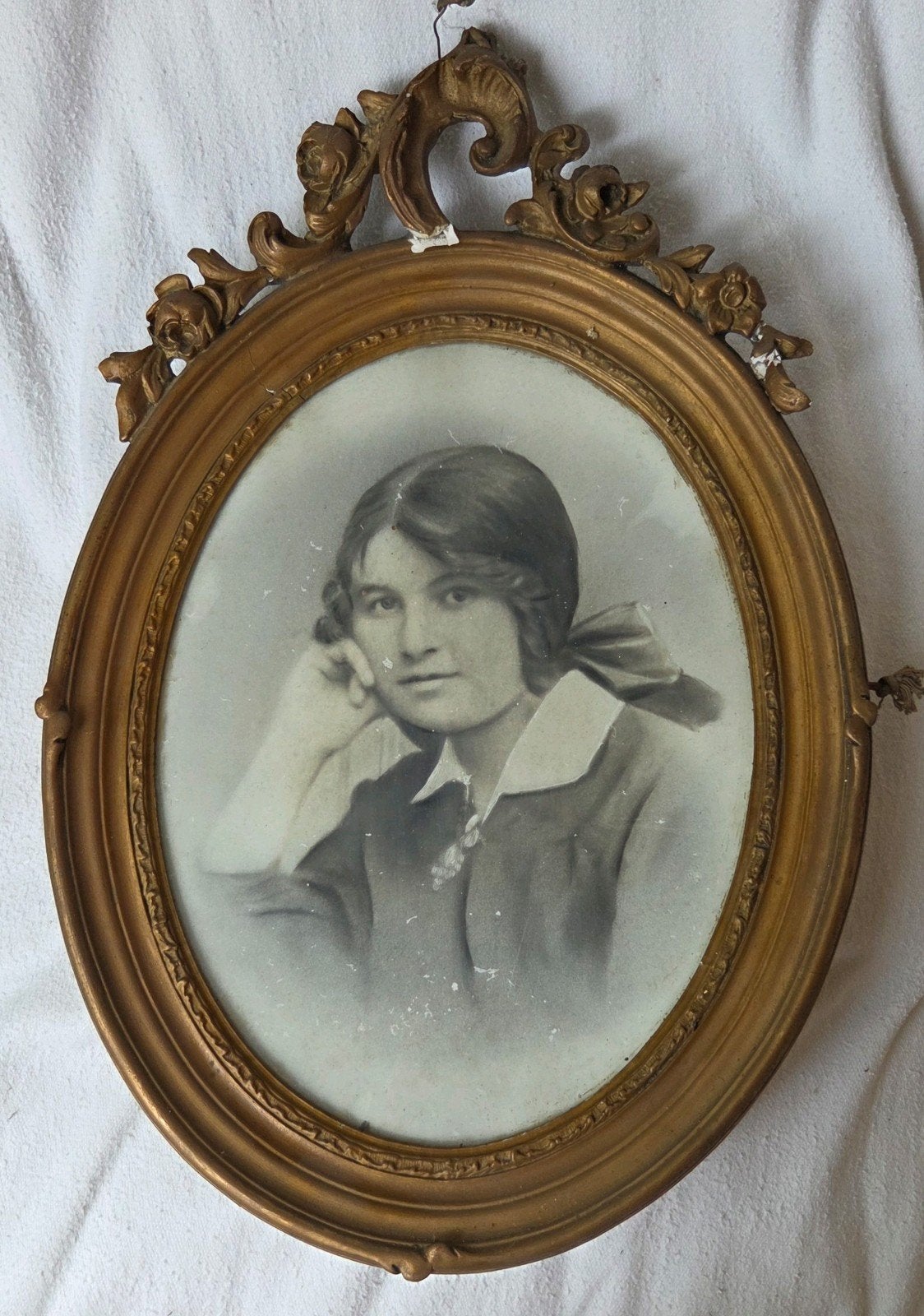 antiek ovaal frame in verguld hout, typisch voor het begin v, Ophalen, Ovaal