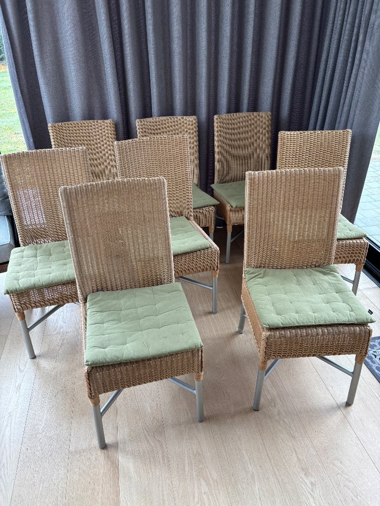 8 rotan stoelen, Huis en Inrichting, Stoelen, Ophalen, Gebruikt, Bruin, Riet of Rotan
