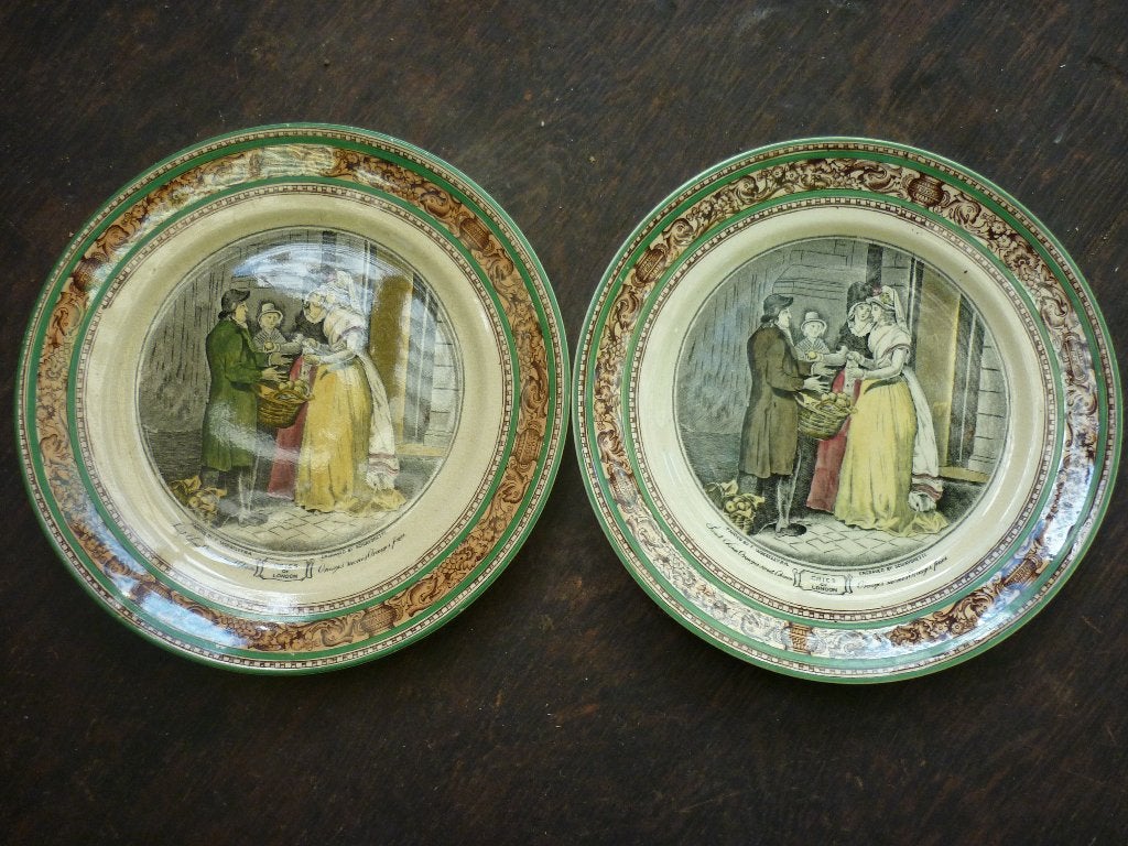 Twee antieke borden 'Sweet China Oranges' (Cries of London), Ophalen of Verzenden