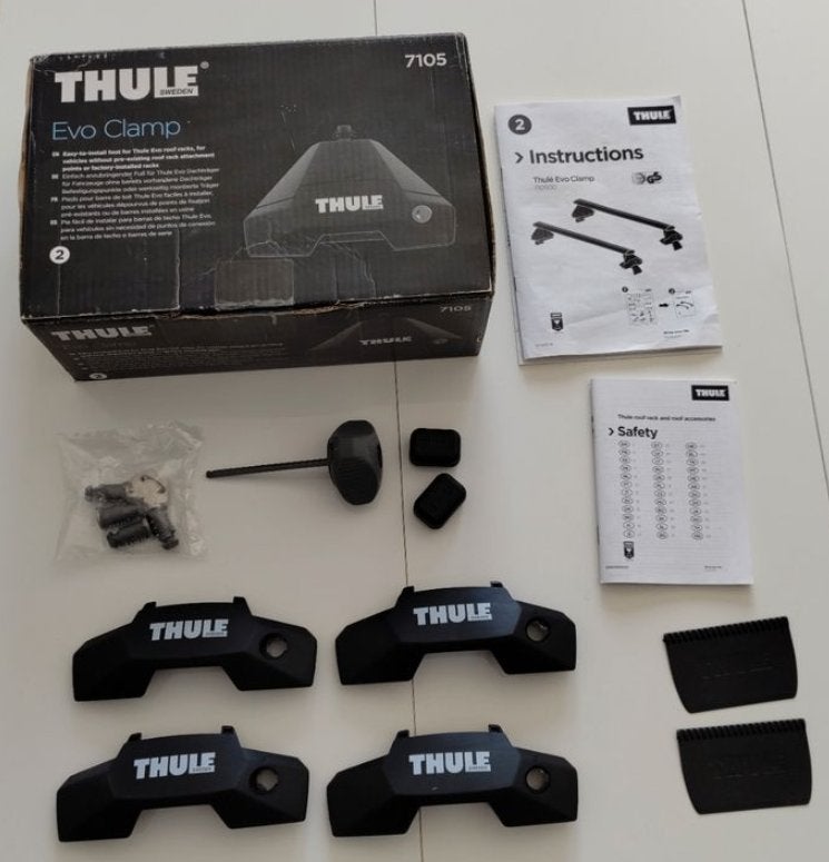 4 pieds de fixation THULE Evo Clamp 7105, Ophalen of Verzenden, Gebruikt