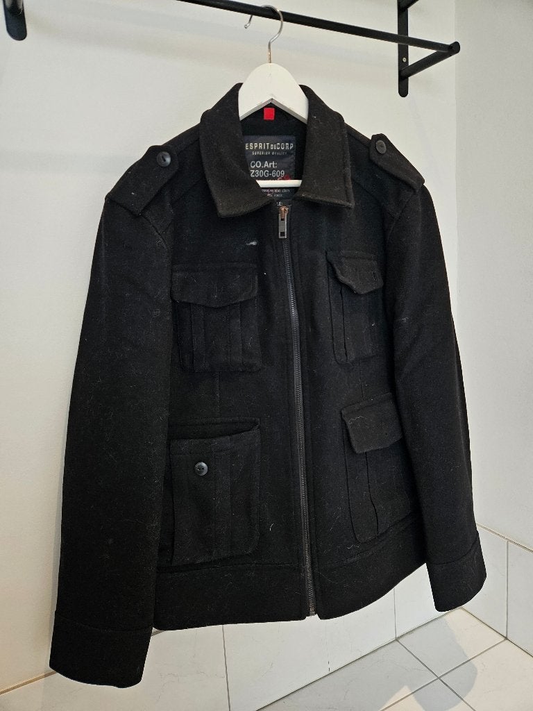 Zwarte mantel heren, Zwart, Maat 56/58 (XL), Ophalen of Verzenden, Zo goed als nieuw