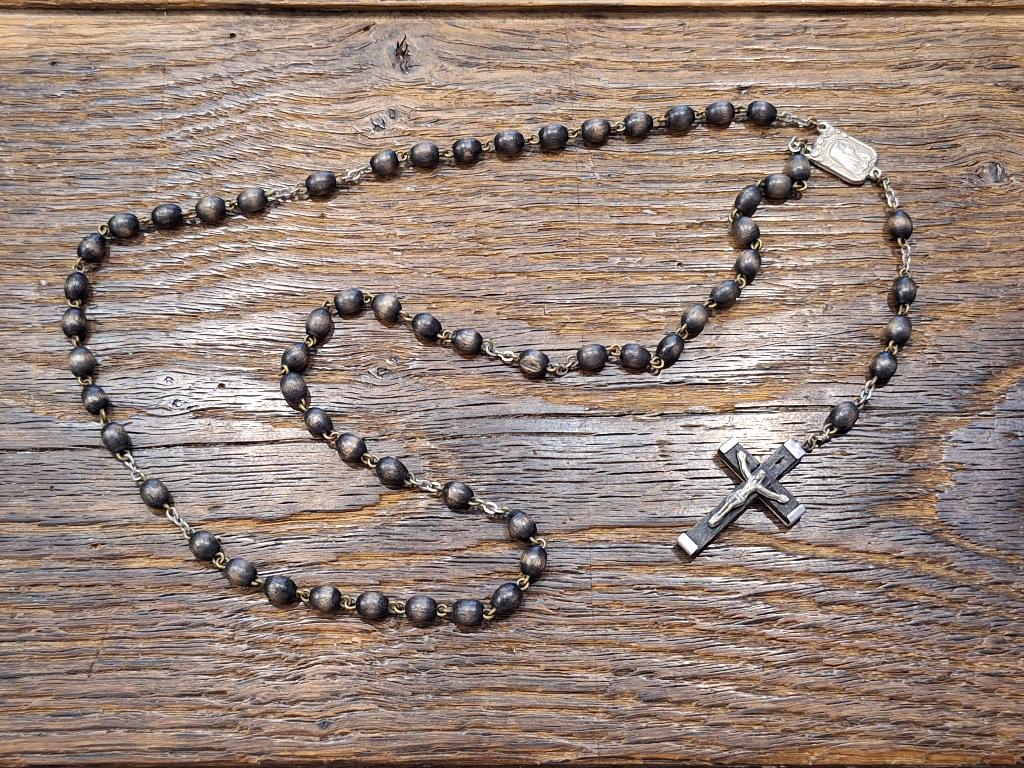 oude bruine houten paternoster/rozenkrans, begin 1900, Antiek en Kunst, Curiosa en Brocante, Ophalen of Verzenden
