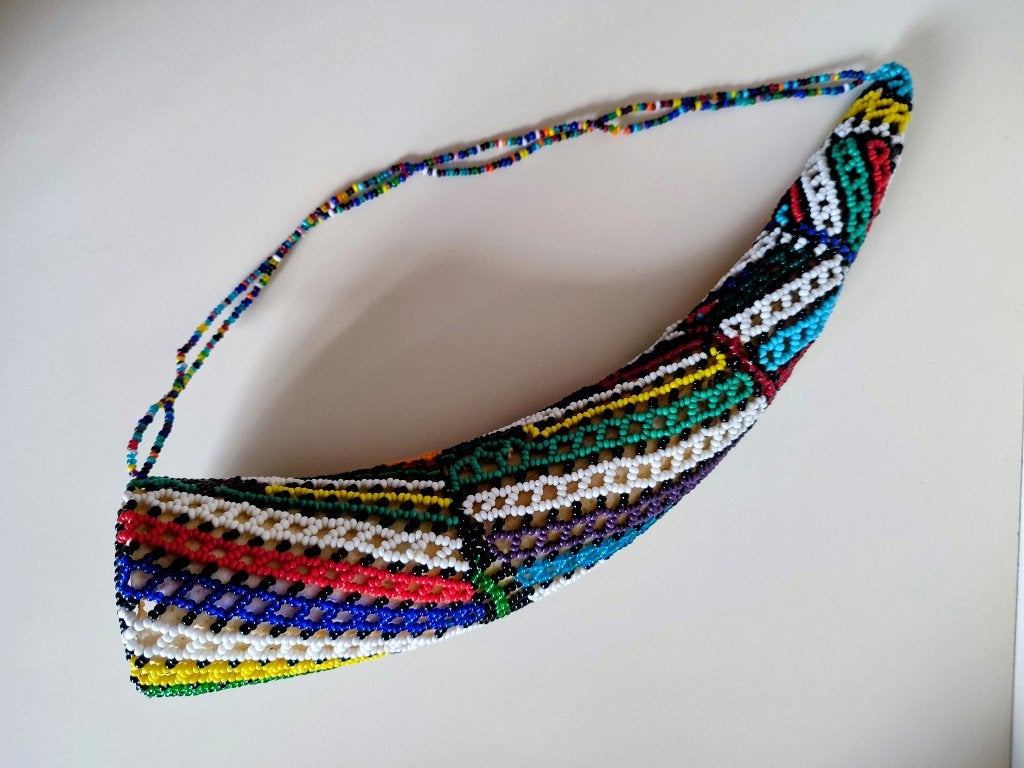 Zuid-Afrika: veehoorn, snuff gourd, drumstick: handbeaded, Natuurlijk materiaal, Afrika, Ophalen of Verzenden, 35 cm