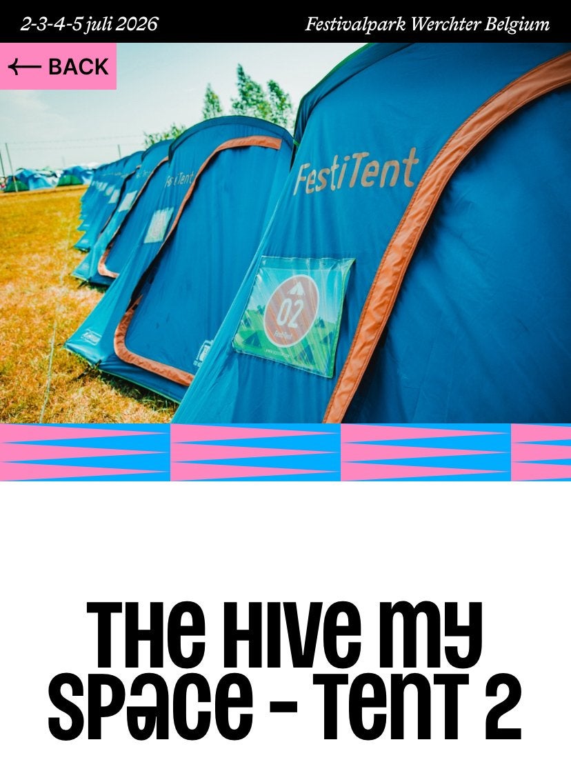 Rock Werchter | Campingticket The Hive My Space – Tent 2, Twee personen, Meerdaags