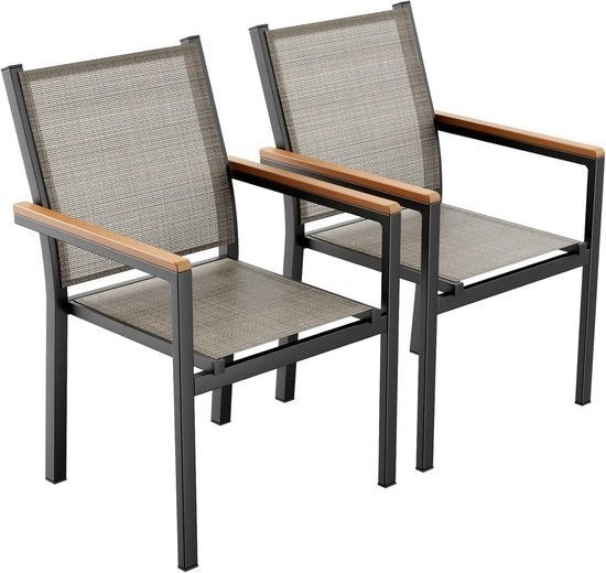 AALVERO tuinstoelen lichtbruin, set van 2, stapelbaar, Tuin en Terras, Ophalen, Nieuw, Aluminium, Stapelbaar