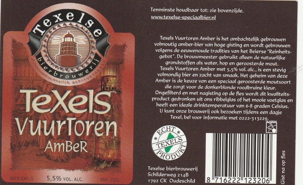 Bieretiket Nederland Texelse bierbrouwerij : Vuurtoren, Verzenden, Nieuw, Overige typen, Overige merken