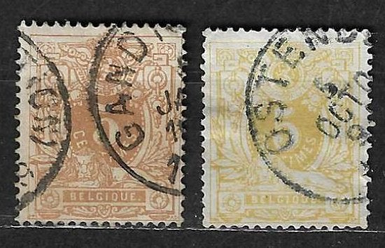 Belgique OPC 28+28a Lion couché avec armoiries, Enlèvement ou Envoi, Affranchi