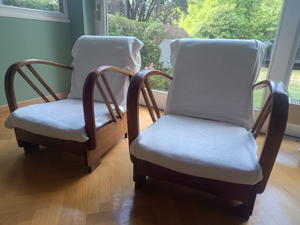 Paire de fauteuils en bois vintage – à restaurer, Enlèvement, Utilisé, Bois