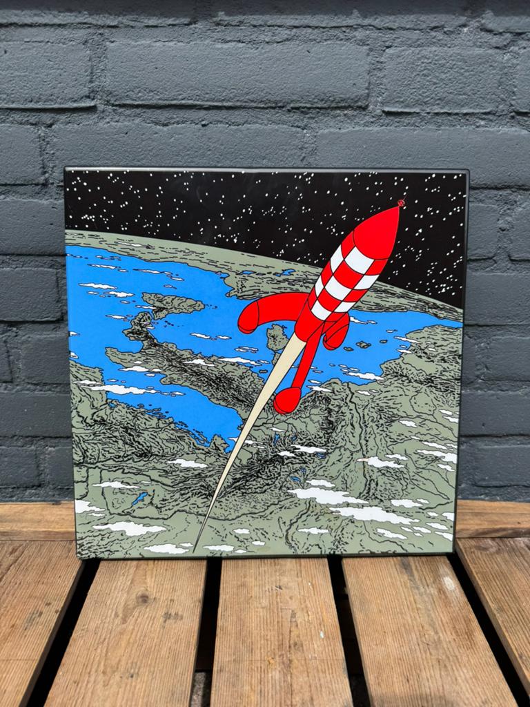 Kuifje Raket emaille kunstwerk, Antiek en Kunst, Kunst | Schilderijen | Abstract, Ophalen of Verzenden