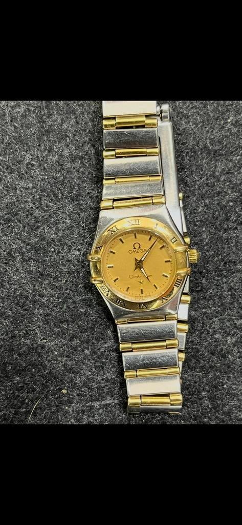 Omega Constellation dameshorloge in goud en staal, Handtassen en Accessoires, Ophalen of Verzenden, Goud, Omega