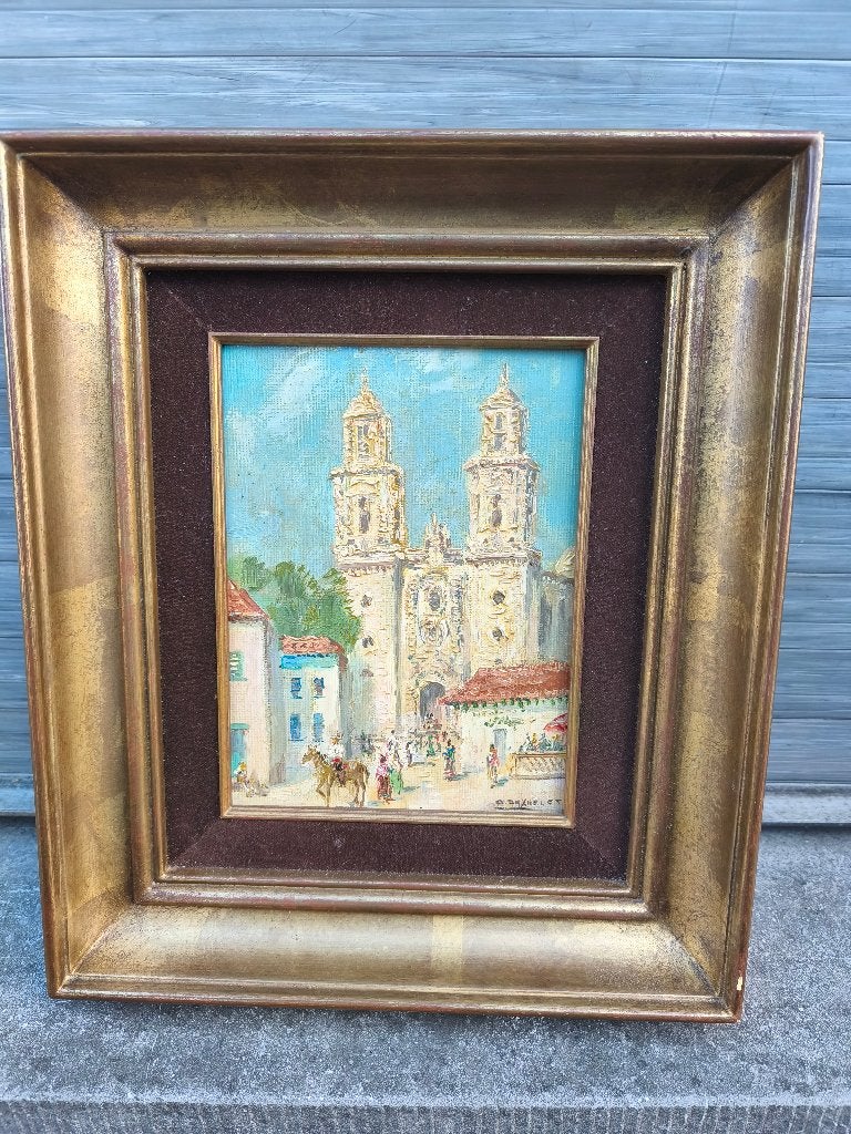 Huile sur carton taxco mexique  signe Paul daxhelet, Enlèvement ou Envoi, Panneau